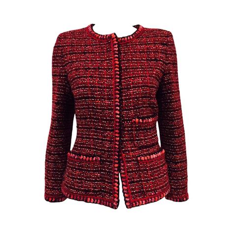 Chanel wool tweed red jacket